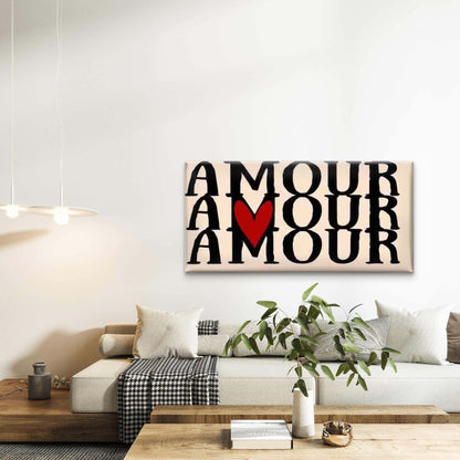 Love Heart Typography Design Wall Art Canvas Office Home Room Framed 120x60cm - Bella Home Decor