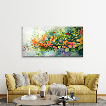 Colorful Flowers Lush Greenery Wall Art Canvas Office Home Room Framed 120x60cm - Bella Home Decor