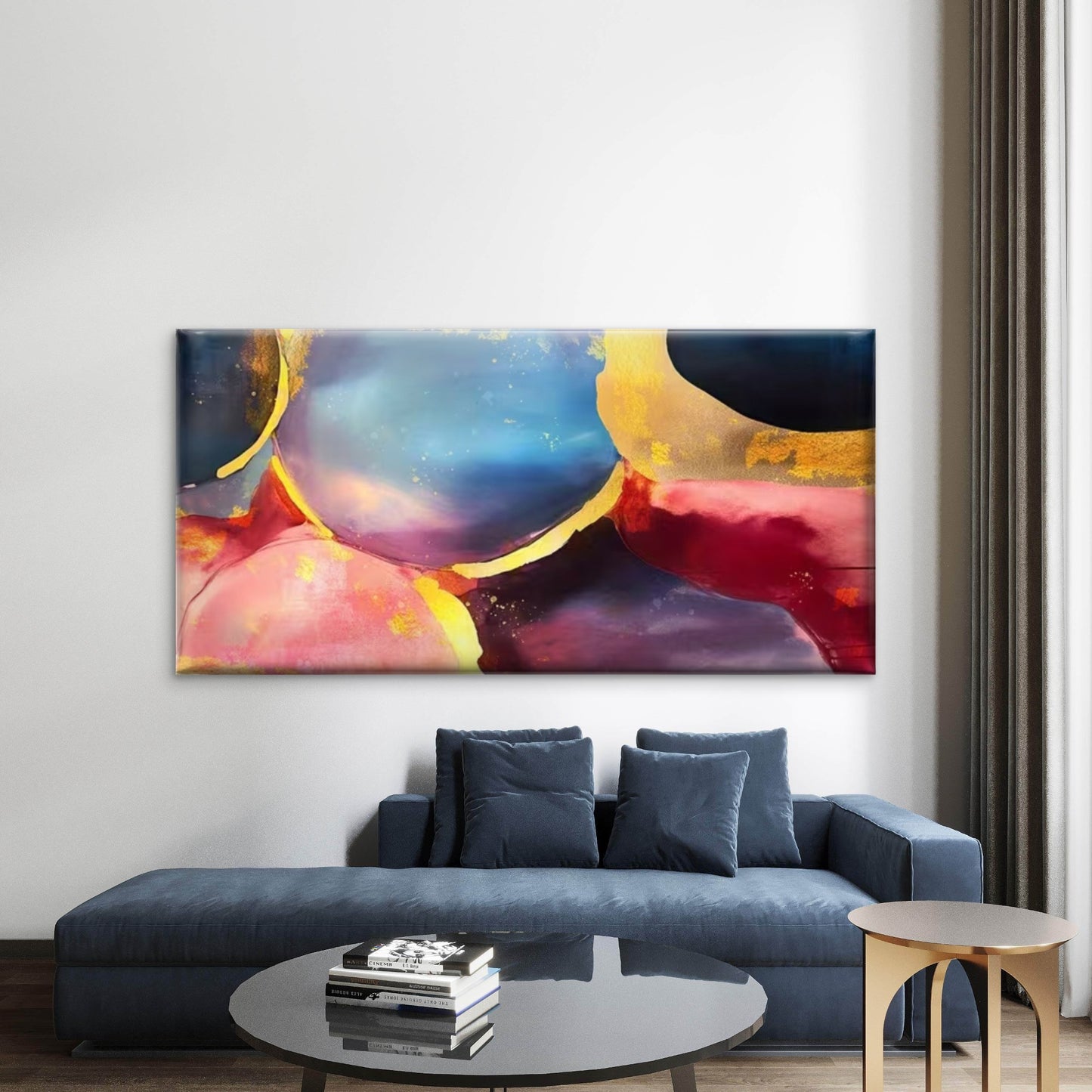 Abstract Circle Decorative Wall Art Canvas Office Home Room Framed 120x60cm