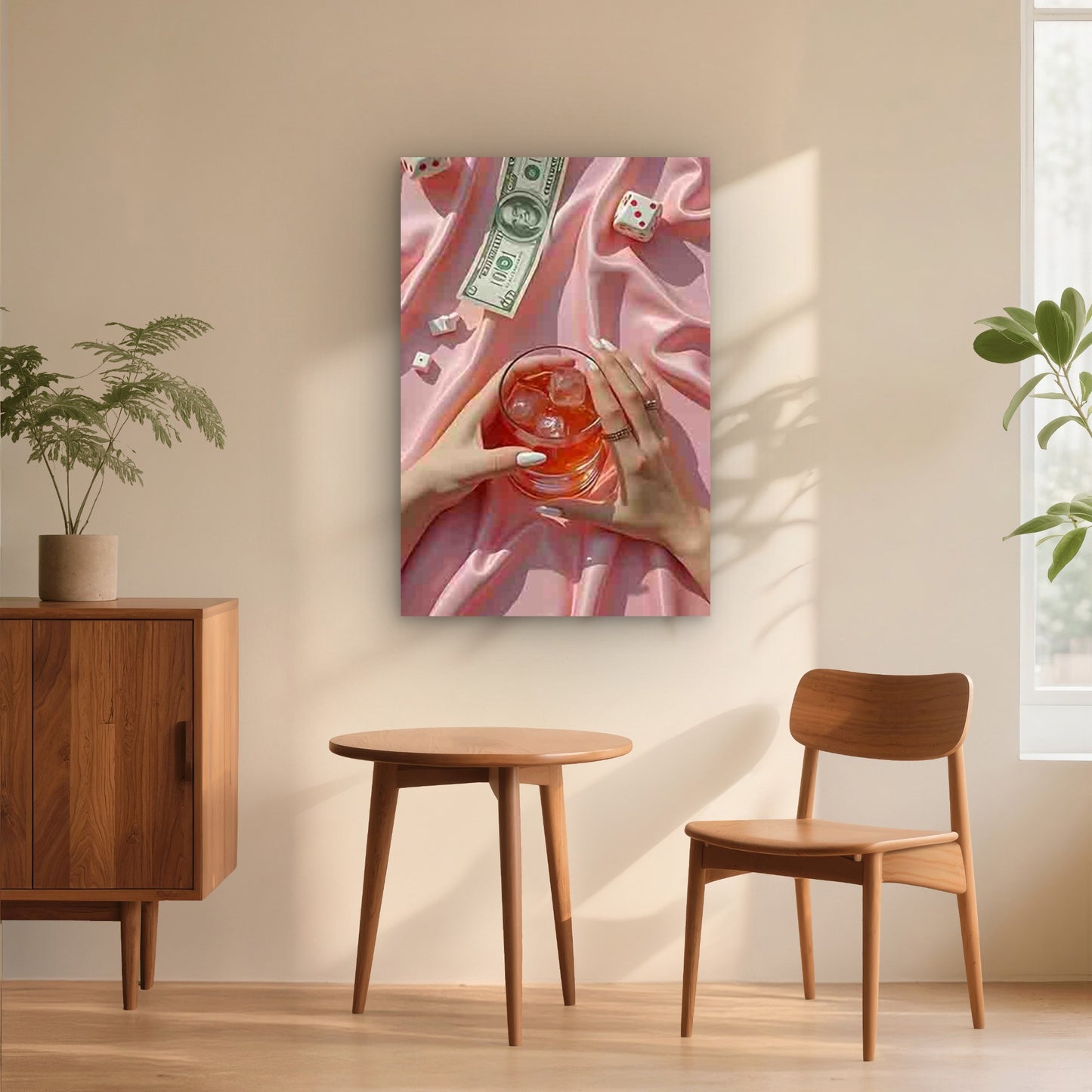Hand Holding a Wine Glass with a Red Butterfly 60x90cm Metal Print Ready to Hang - Bella Home Decor