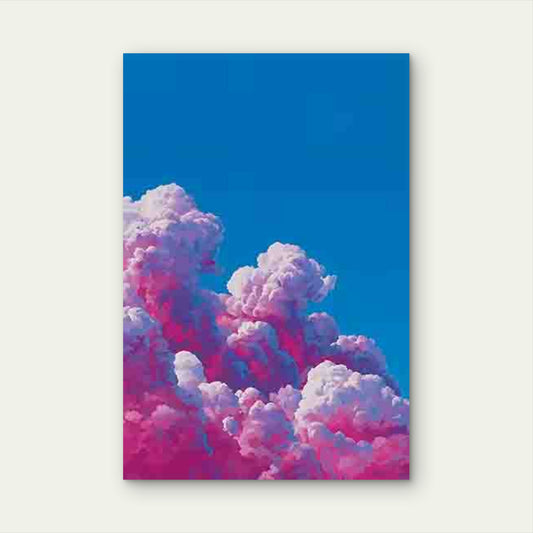 Dreamy Pink Clouds and Blue Sky 60x90cm Metal Print Ready to Hang