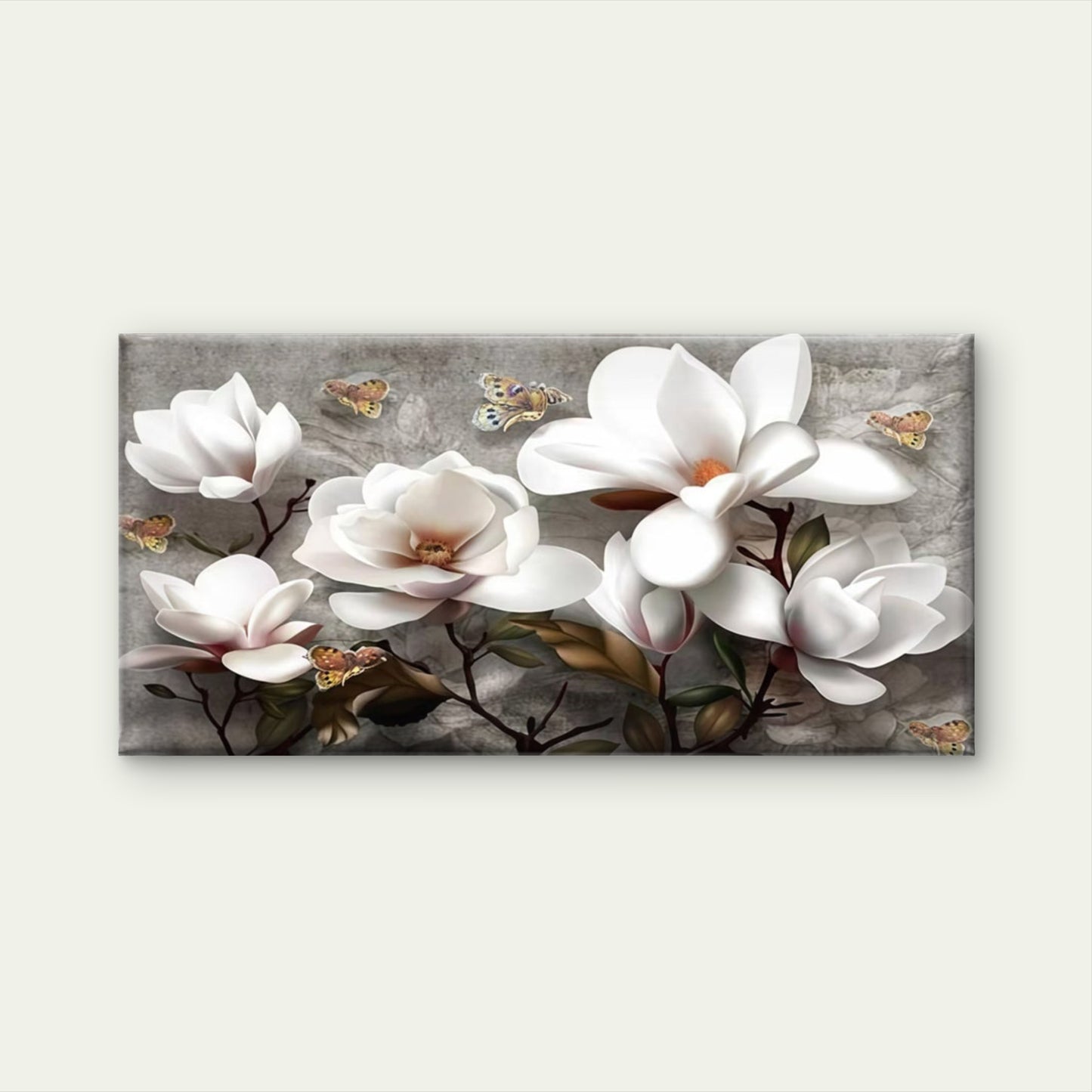 White Magnolia Flowers Wall Art Canvas Office Home Room Framed 120x60cm
