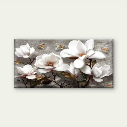 White Magnolia Flowers Wall Art Canvas Office Home Room Framed 120x60cm