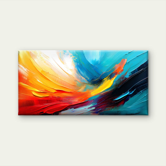 Blue Yellow Abstract Splash Wall Art Canvas Office Home Room Framed 120x60cm
