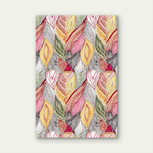 Traditional Vibrant Patterned Foliage Artwork 40x60cm Metal Print Ready to Hang