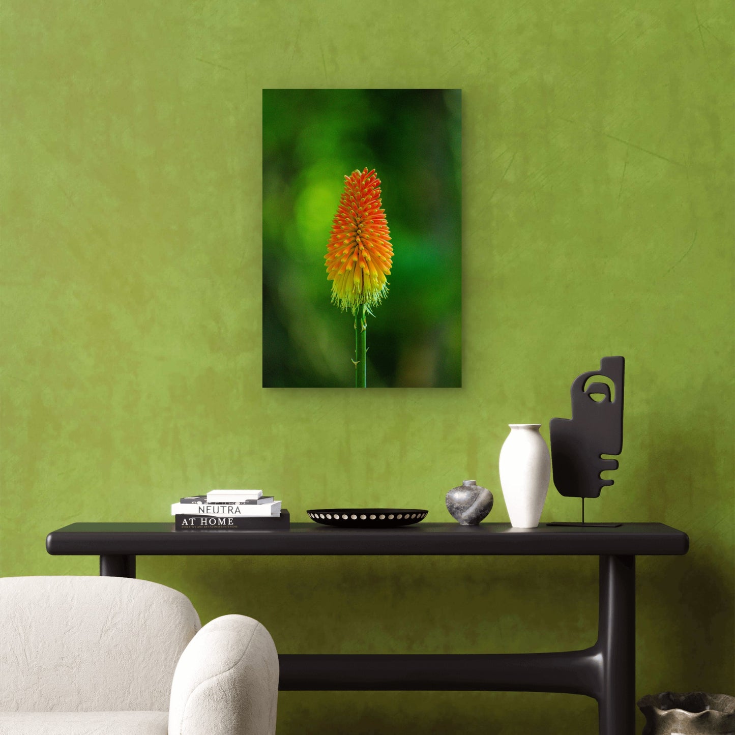 Red Hot Poker plant 40x60cm Metal Print Ready to Hang