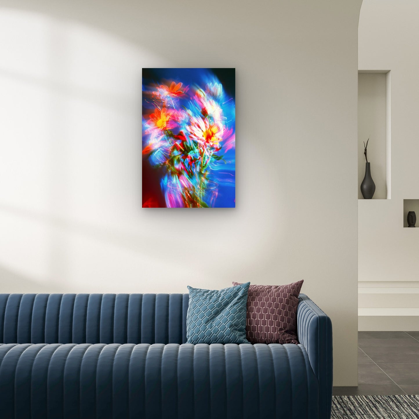 Abstract Floral Bouquet with Motion Blur Metal Print Ready to Hang