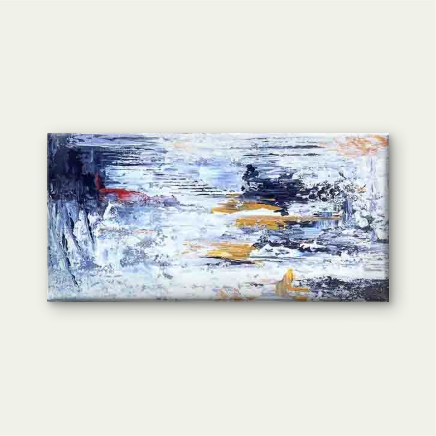 Abstract Blue White Golden Wall Art Canvas Office Home Room Framed 120x60cm