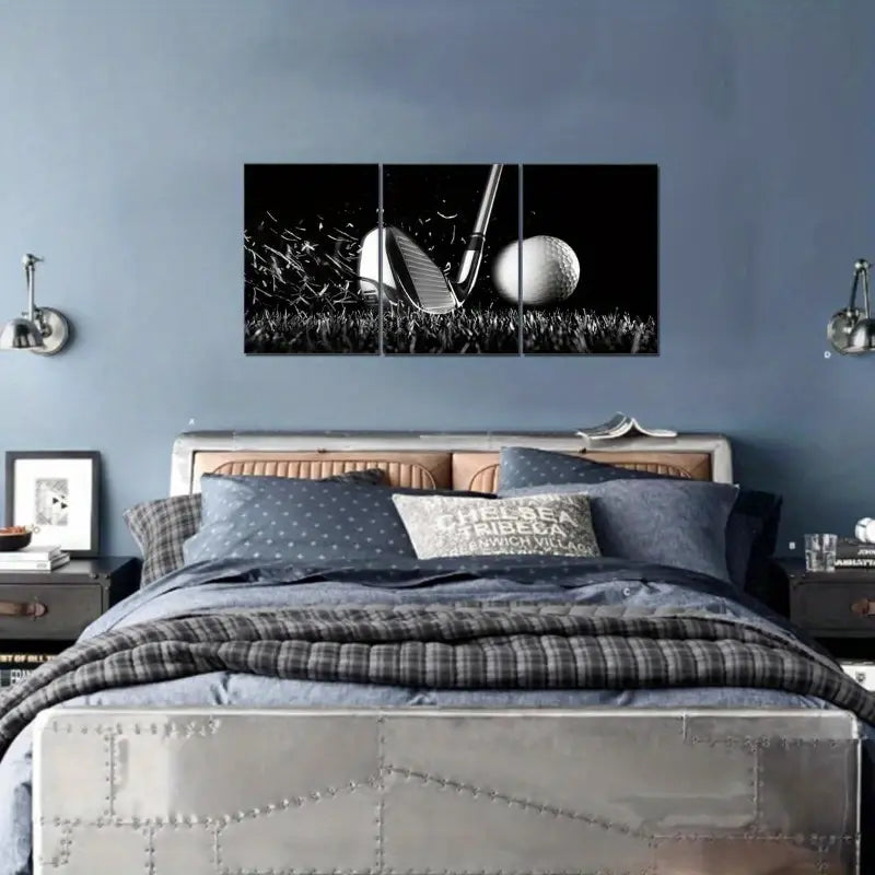 3pcs Golf Course Sport Fan Metal Print Ready to Hang Art - Bella Home Decor