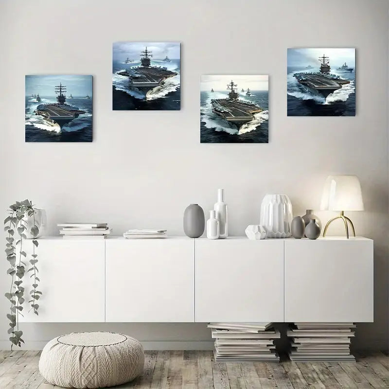 4pcs Enterprise Aircraft Carrie Wall Art Canvas Framed - Bella Home Decor