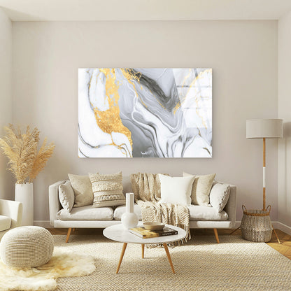 White Grey Marble Texture Gold Foil Acrylic Glass Printing Wall Art Australian Made Quality