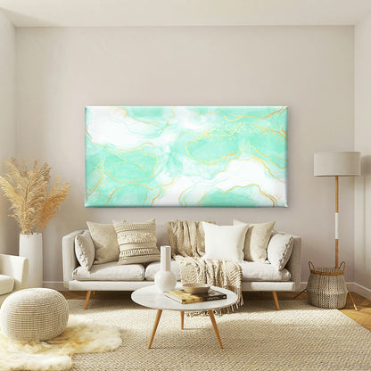Mint Marble Gold Vein Wall Art Canvas Office Home Room Framed 120x60cm
