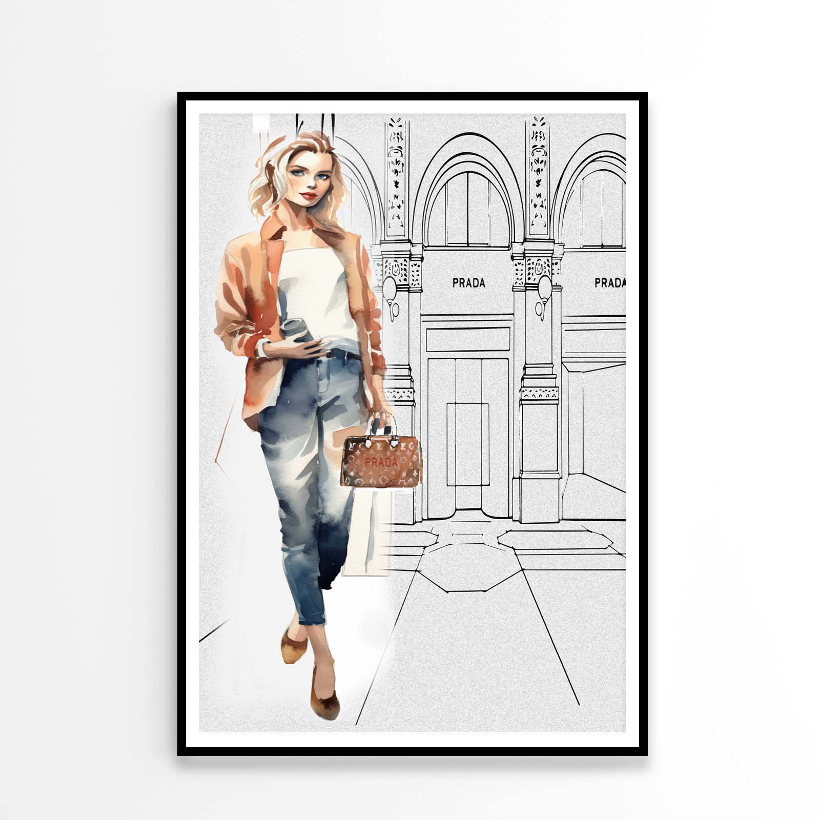 Stylish Brown Girl with Fashion Store Design Home Decor Premium Quality Poster Print Choose Your Sizes