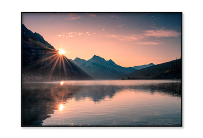 Sunrise On Mountain with Foggy in Medicine Lake at Jasper Home Decor Premium Quality Poster Print Choose Your Sizes