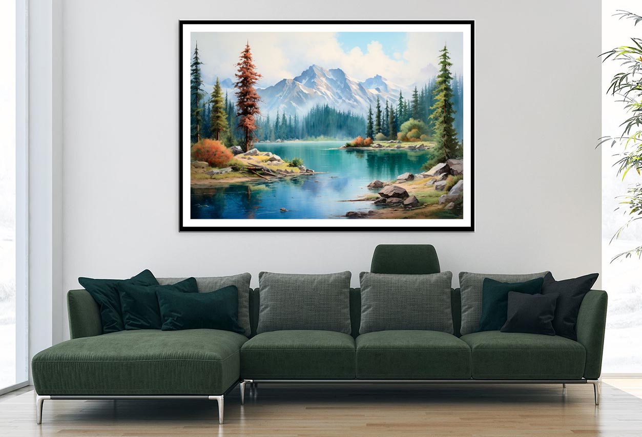 Mountain Lake Is Surrounded by Snow Home Decor Premium Quality Poster Print Choose Your Sizes