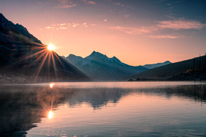 Sunrise On Mountain with Foggy in Medicine Lake at Jasper Home Decor Premium Quality Poster Print Choose Your Sizes