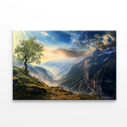 Mountain Range with a Tree Print 100% Australian Made - Bella Home Decor
