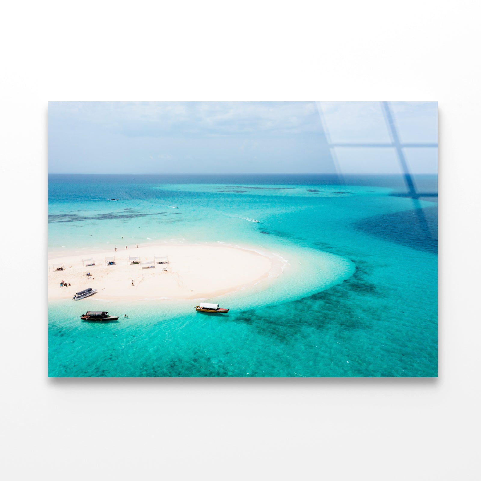 White Sand Island in Clear Ocean Acrylic Glass Print Tempered Glass Wall Art 100% Made in Australia Ready to Hang - Bella Home Decor