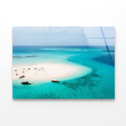White Sand Island in Clear Ocean Acrylic Glass Print Tempered Glass Wall Art 100% Made in Australia Ready to Hang - Bella Home Decor