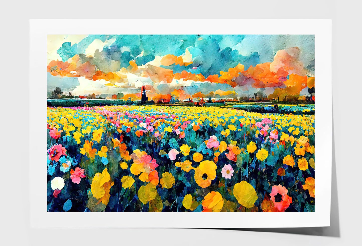 Netherlands Flower Harvest Fields Oil Painting Wall Art Limited Edition High Quality Print Unframed Roll Canvas None