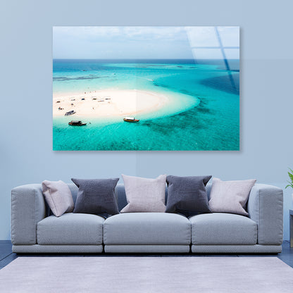 White Sand Island in Clear Ocean Acrylic Glass Print Tempered Glass Wall Art 100% Made in Australia Ready to Hang - Bella Home Decor