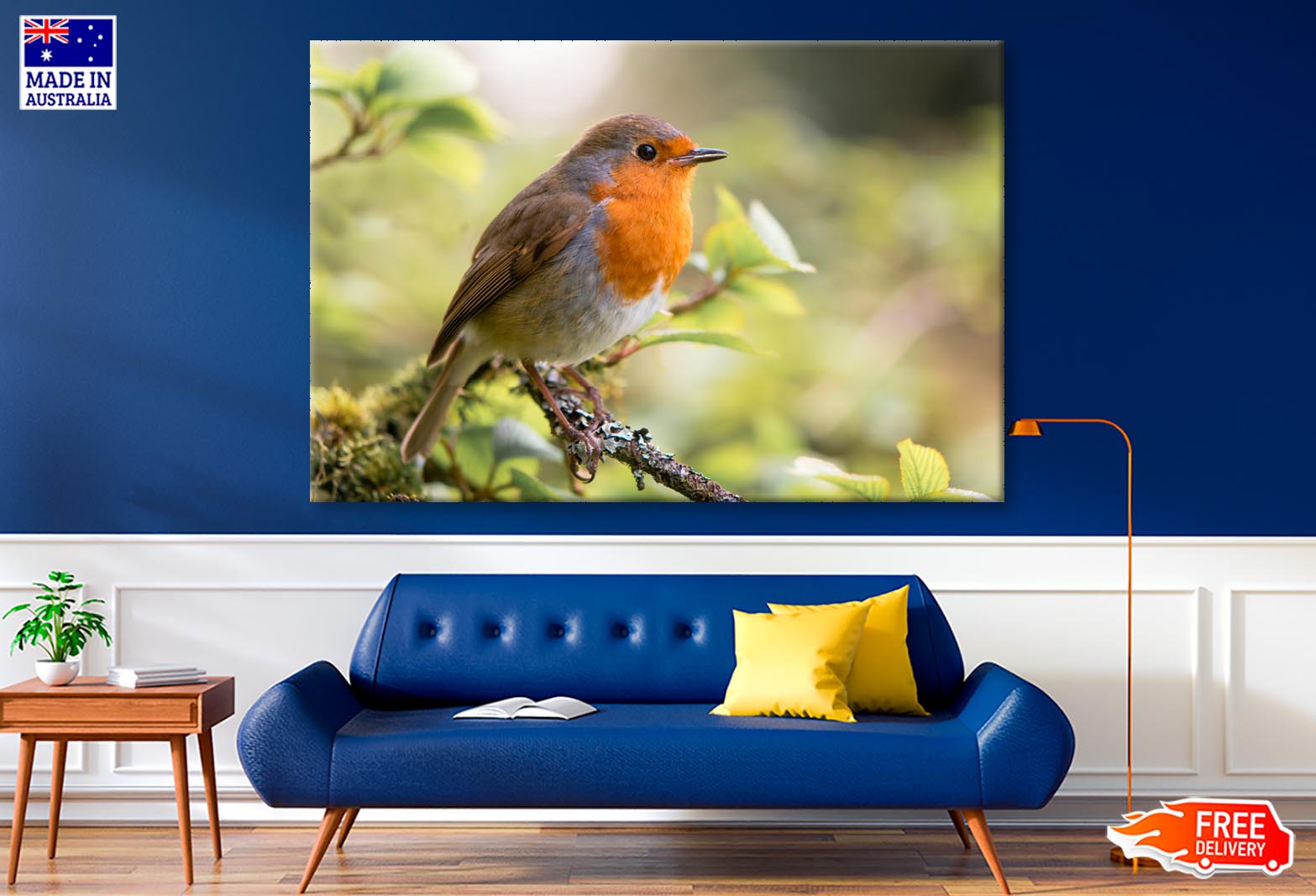 Bird In Family Turdidae, With Beak Open in Profile  Wall Art Decor 100% Australian Made - Bella Home Decor