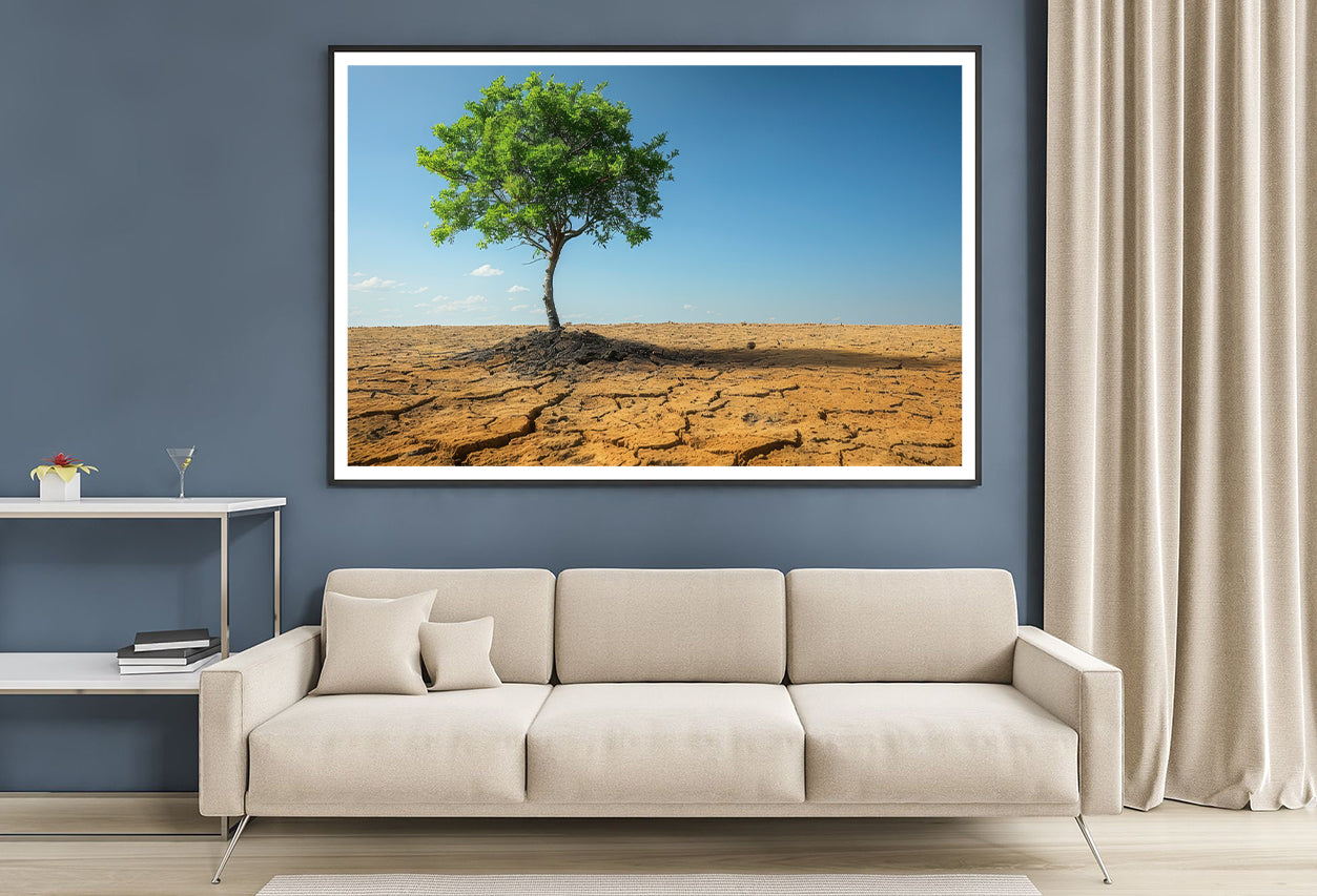 A Tree Is Standing In a Barren Desert Home Decor Premium Quality Poster Print Choose Your Sizes - Bella Home Decor