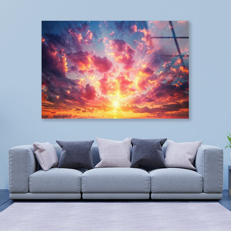 Beautiful Sunset over the Ocean Acrylic Glass Print Tempered Glass Wall Art 100% Made in Australia Ready to Hang