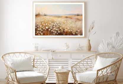 Daisy Field Painting Grassland with a Sky & Clouds Home Decor Premium Quality Poster Print Choose Your Sizes - Bella Home Decor