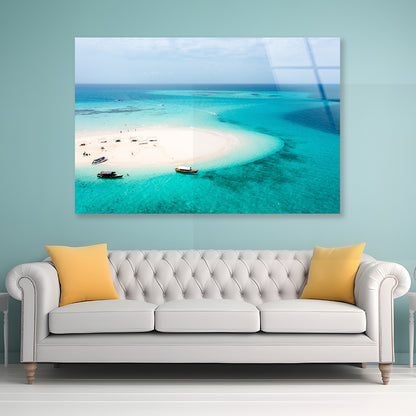 White Sand Island in Clear Ocean Acrylic Glass Print Tempered Glass Wall Art 100% Made in Australia Ready to Hang - Bella Home Decor