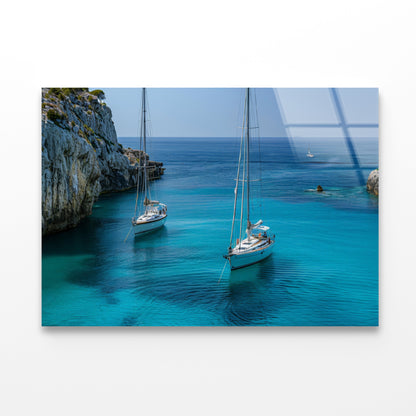 Couple of Boats, Sky Acrylic Glass Print Tempered Glass Wall Art 100% Made in Australia Ready to Hang - Bella Home Decor