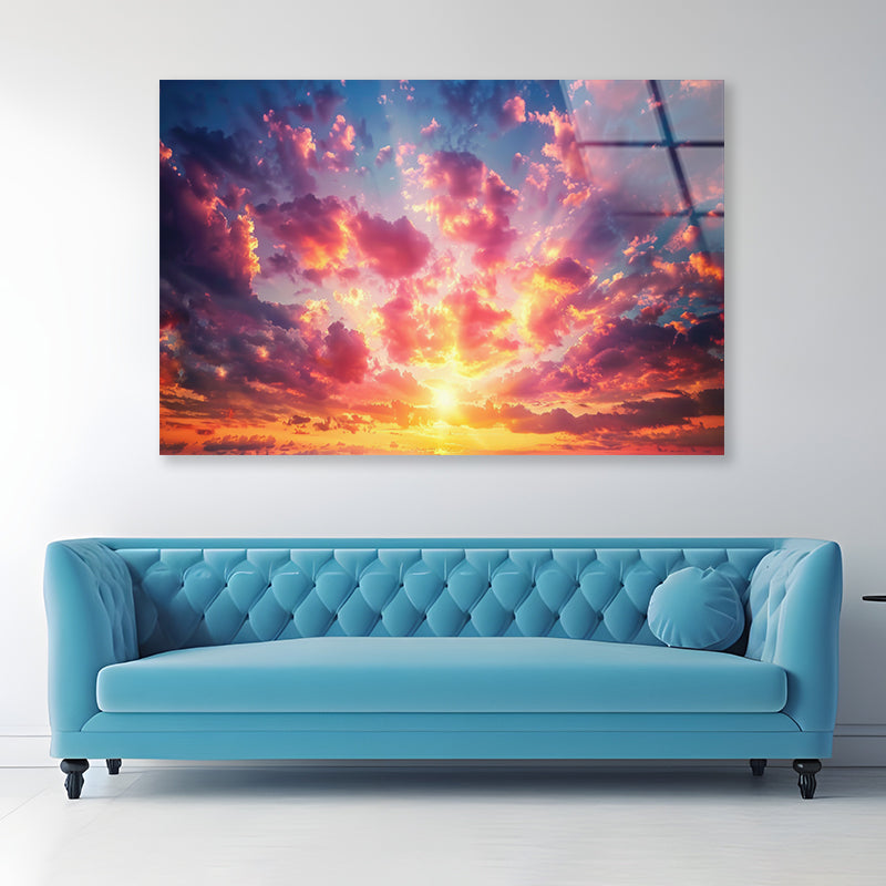 Beautiful Sunset over the Ocean Acrylic Glass Print Tempered Glass Wall Art 100% Made in Australia Ready to Hang