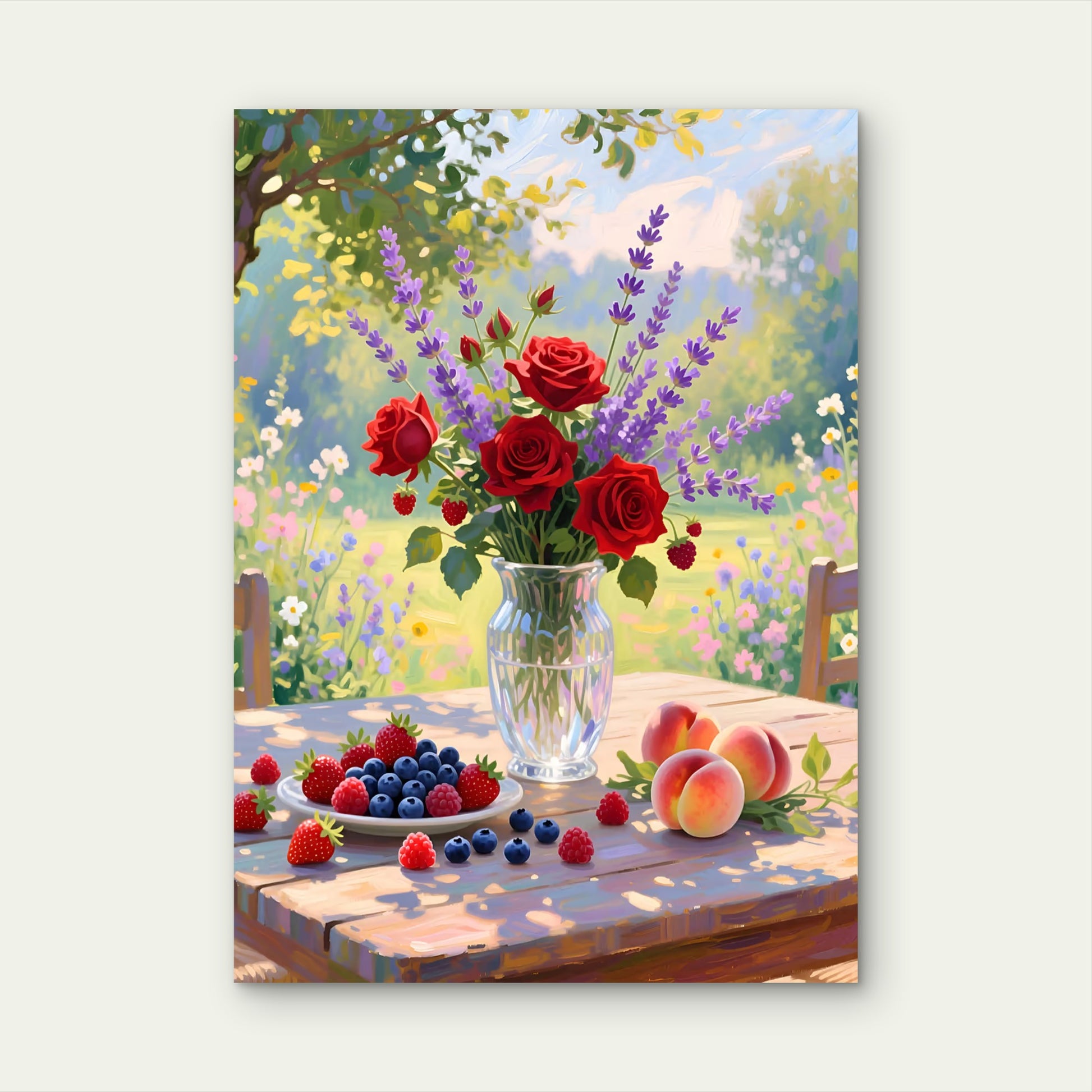Summer Fruit Rose Garden Vase 60x90cm Metal Print Ready to Hang - Bella Home Decor