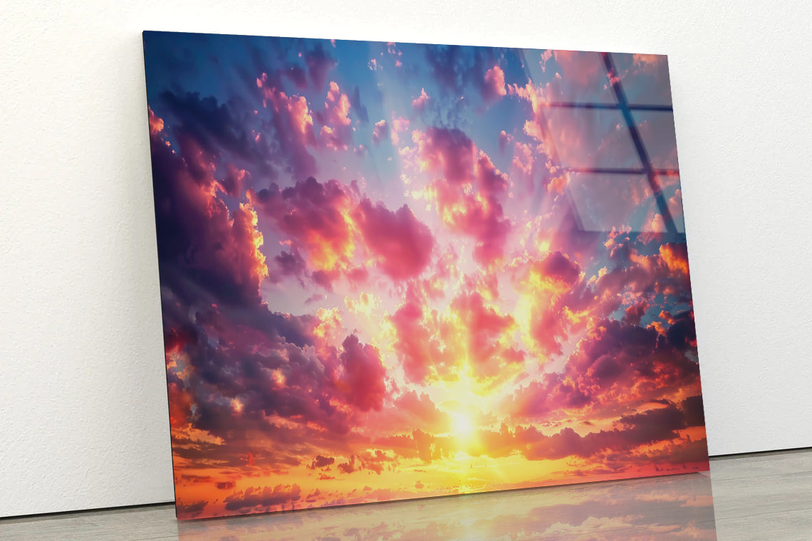 Beautiful Sunset over the Ocean Acrylic Glass Print Tempered Glass Wall Art 100% Made in Australia Ready to Hang