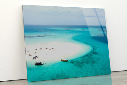 White Sand Island in Clear Ocean Acrylic Glass Print Tempered Glass Wall Art 100% Made in Australia Ready to Hang - Bella Home Decor