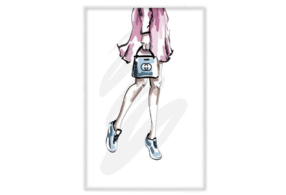 Fancy Sneakers with Blue Bag Wall Art Limited Edition High Quality Print Canvas Box Framed White