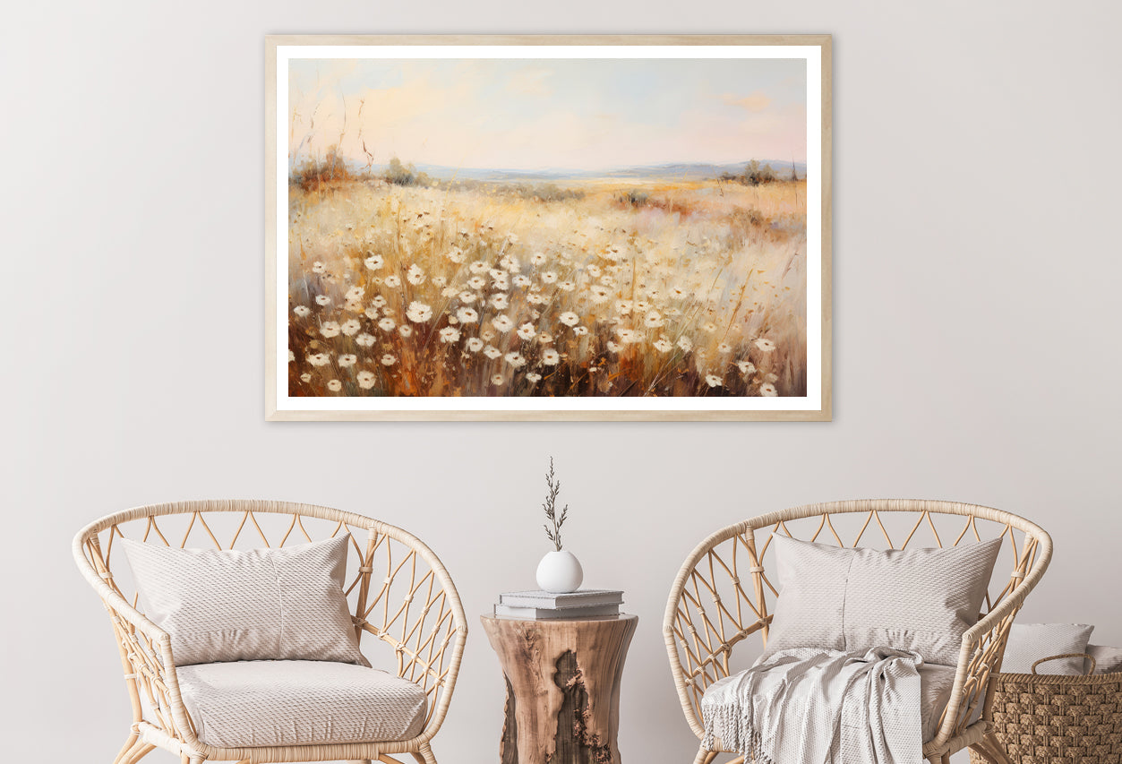 Daisy Field Painting Grassland with a Sky & Clouds Home Decor Premium Quality Poster Print Choose Your Sizes - Bella Home Decor