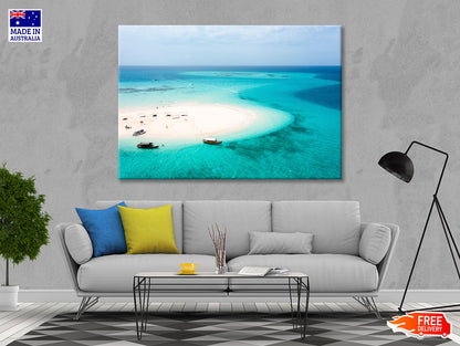 White Sand Island in Clear Ocean Print 100% Australian Made - Bella Home Decor