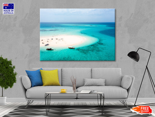 White Sand Island in Clear Ocean Print 100% Australian Made - Bella Home Decor