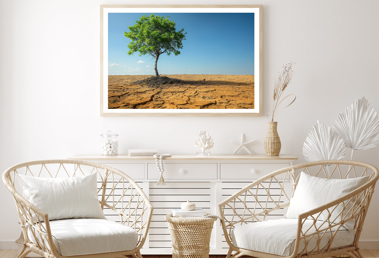 A Tree Is Standing In a Barren Desert Home Decor Premium Quality Poster Print Choose Your Sizes - Bella Home Decor