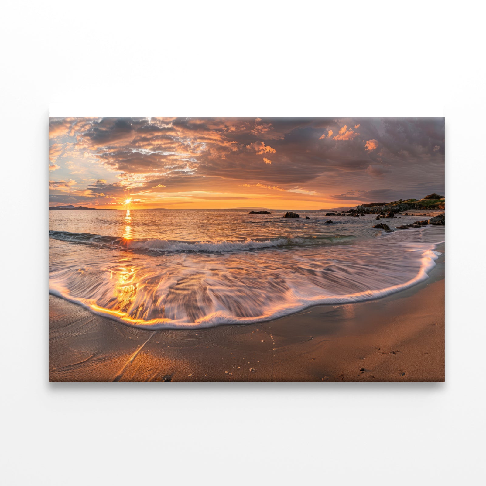 Beach Scene with Waves and a Sunset Print 100% Australian Made - Bella Home Decor