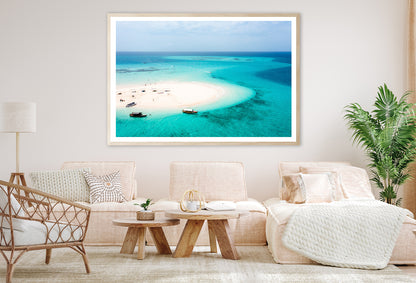 White Sand Island in Clear Ocean Home Decor Premium Quality Poster Print Choose Your Sizes - Bella Home Decor
