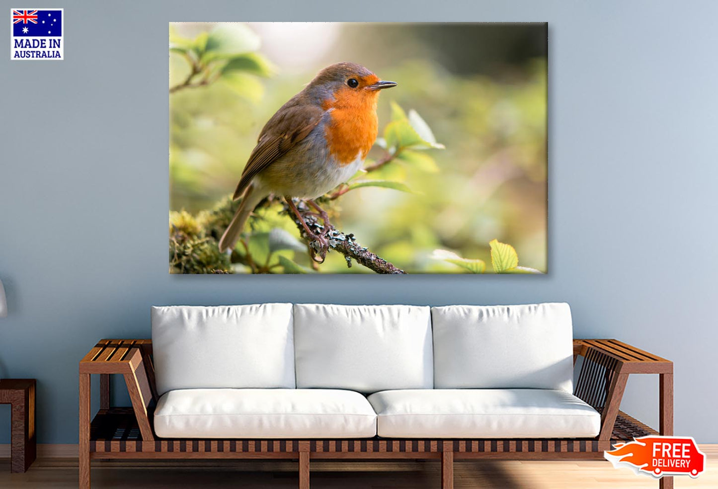 Bird In Family Turdidae, With Beak Open in Profile  Wall Art Decor 100% Australian Made - Bella Home Decor