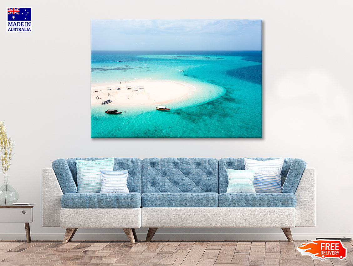 White Sand Island in Clear Ocean Print 100% Australian Made - Bella Home Decor