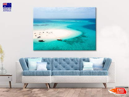 White Sand Island in Clear Ocean Print 100% Australian Made - Bella Home Decor