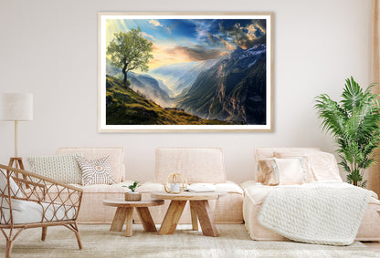 Mountain Range with a Tree Home Decor Premium Quality Poster Print Choose Your Sizes