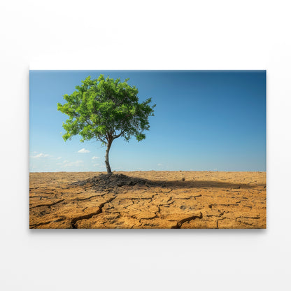 A Tree Is Standing In a Barren Desert Print 100% Australian Made - Bella Home Decor