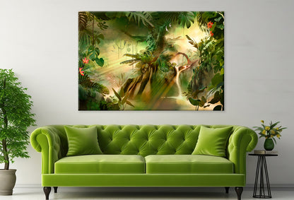 Dreamy Jungle Landscape with Tree  Wall Art Decor 100% Australian Made - Bella Home Decor