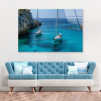 Couple of Boats, Sky Acrylic Glass Print Tempered Glass Wall Art 100% Made in Australia Ready to Hang - Bella Home Decor