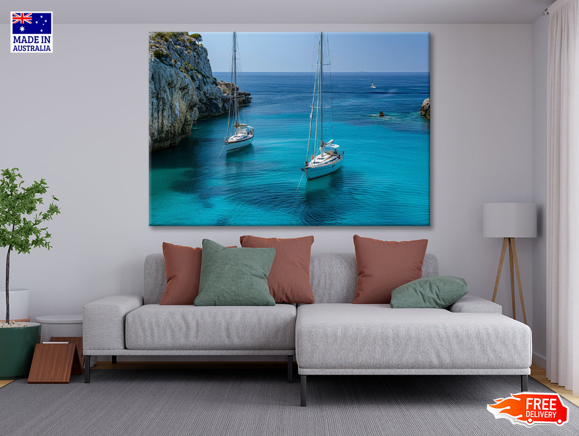 Couple of Boats, Sky Print 100% Australian Made - Bella Home Decor